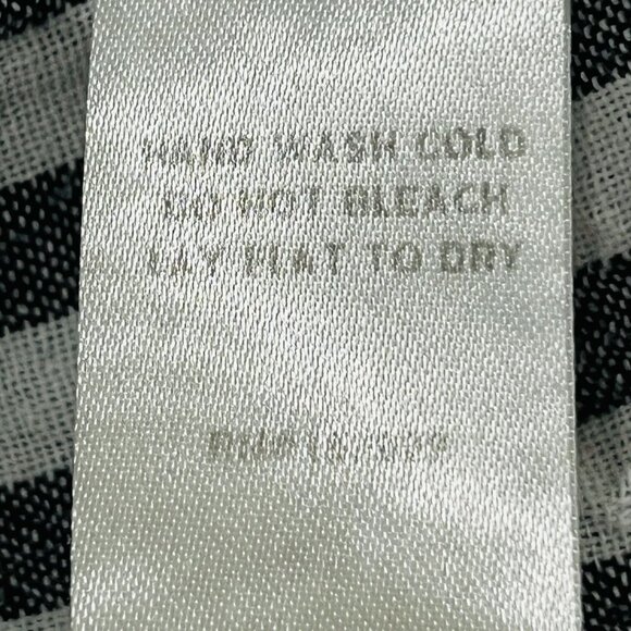 See And Be Seen Black Stripe Blouse Size M Off The Shoulder Embroidery Fringe - Picture 10 of 11